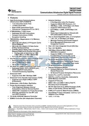 TMS320TCI6488 datasheet - Communications Infrastructure Digital Signal Processor