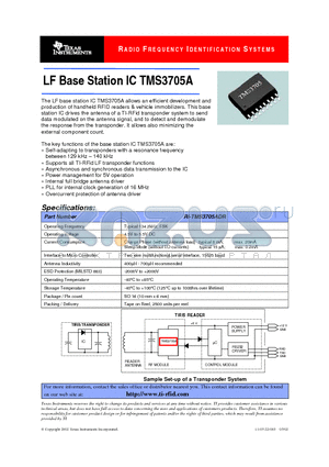 TMS3705A datasheet - RADIO FREQUENCY I DENTIFICATION SYSTEMS