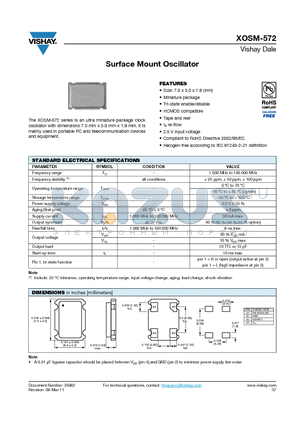 XOSM-572BE50ME4 datasheet - Surface Mount Oscillator