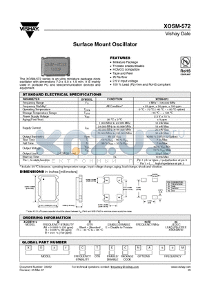 XOSM-572BE50ME4 datasheet - Surface Mount Oscillator