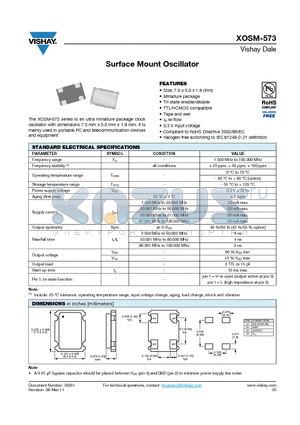 XOSM-573BE50ME4 datasheet - Surface Mount Oscillator