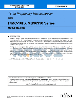 MB96310 datasheet - 16-bit Proprietary Microcontroller