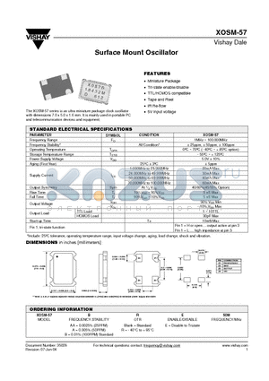 XOSM-57AAE50M datasheet - Surface Mount Oscillator