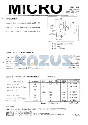 MBB51TBH datasheet - ULTRA HIGH BRIGHTNESS BLUE LED LAMP