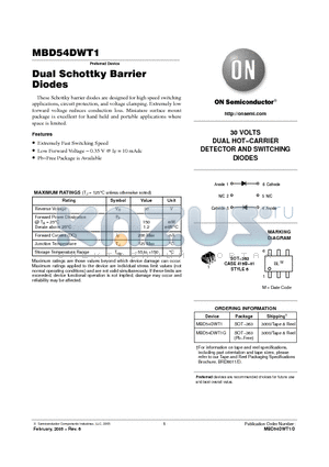 MBD54DWT1 datasheet - Dual Schottky Barrier Diodes