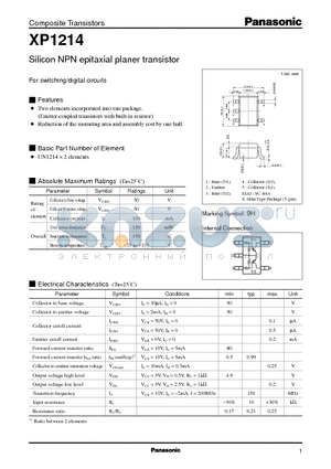 XP01214 datasheet - Silicon NPN epitaxial planer transistor