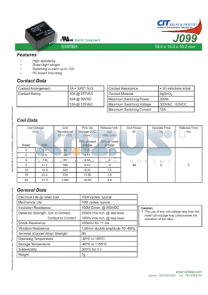 J0991AS18VDC.45 datasheet - CIT SWITCH