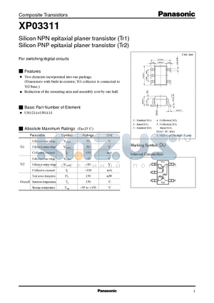 XP03311 datasheet - Silicon NPN(PNP) epitaxial planer transistor