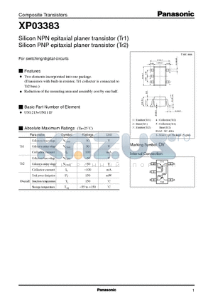 XP03383 datasheet - Silicon NPN(PNP) epitaxial planer transistor