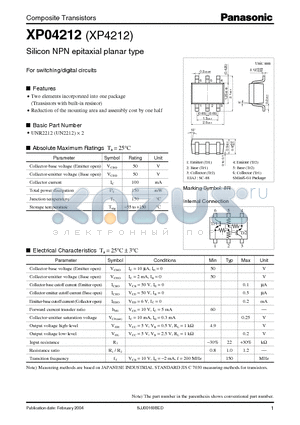 XP04212 datasheet - Silicon NPN epitaxial planar type