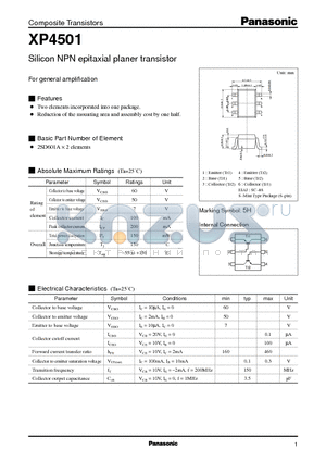 XP04501 datasheet - Silicon NPN epitaxial planer transistor