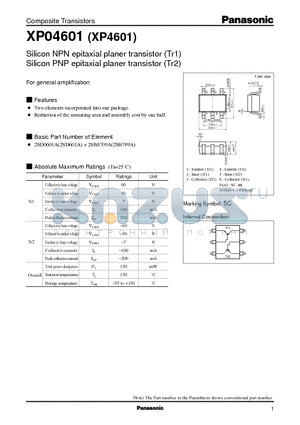 XP04601 datasheet - Silicon NPN epitaxial planer transistor