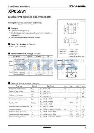 XP05531 datasheet - Silicon NPN epitaxial planer transistor