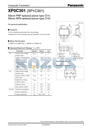 XP0C301 datasheet - For General Amplification