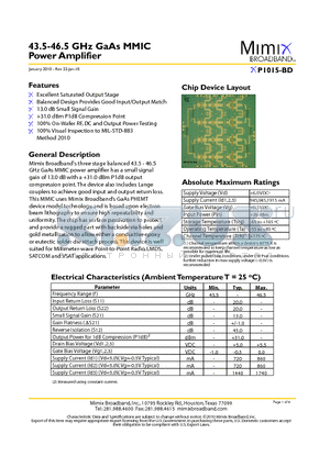 XP1015-BD datasheet - 43.5-46.5 GHz GaAs MMIC