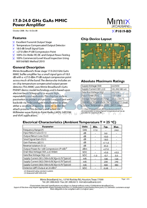 XP1019-BD_08 datasheet - 17.0-24.0 GHz GaAs MMIC