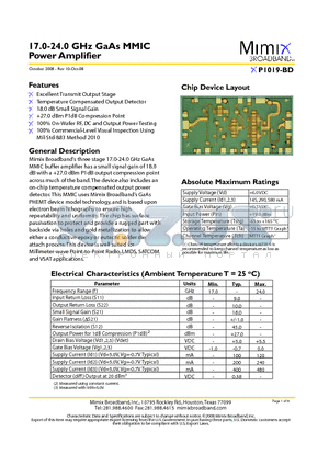 XP1019-BD datasheet - 17.0-24.0 GHz GaAs MMIC