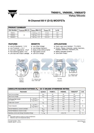 TN0601L datasheet - N-Channel 60-V (D-S) MOSFETs
