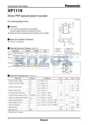 XP1119 datasheet - Silicon PNP epitaxial planer transistor