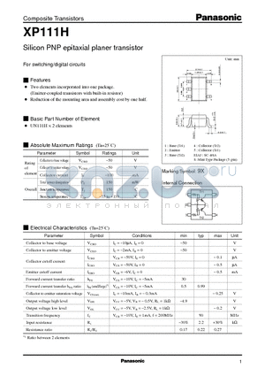 XP111H datasheet - Silicon PNP epitaxial planer transistor