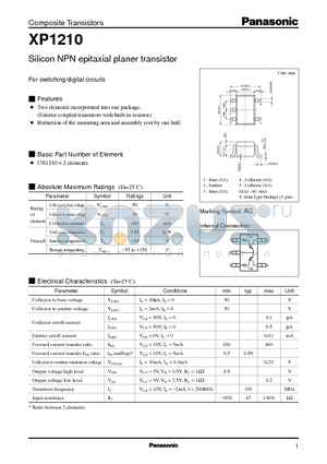 XP1210 datasheet - Silicon NPN epitaxial planer transistor