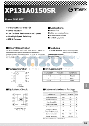 XP131A0150SR datasheet - Power MOS FET