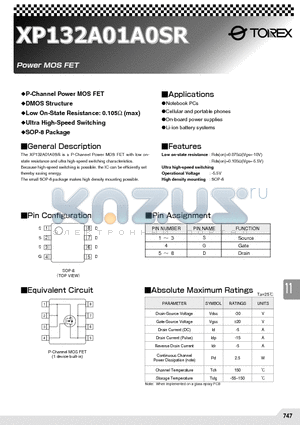 XP132A01A0SR datasheet - P-Channel Power MOS FET