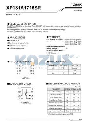 XP131A1715SR datasheet - Power MOSFET