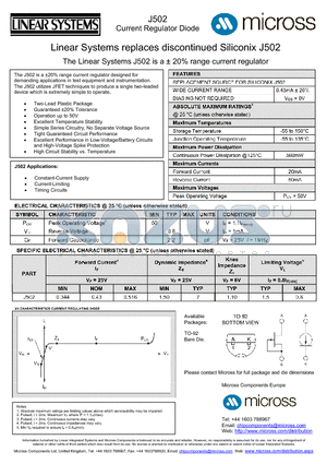 J502_TO-92 datasheet - Current Regulator Diode