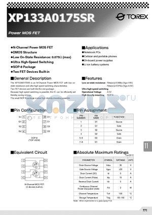XP133A0175SR datasheet - N-Channel Power MOS FET