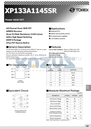XP133A1145SR datasheet - Power MOS FET