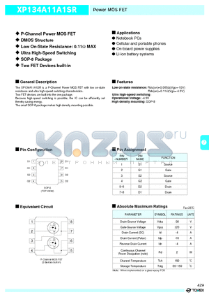 XP134A11A1SR datasheet - P-Channel Power MOS FET