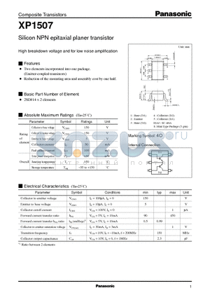 XP1507 datasheet - Silicon NPN epitaxial planer transistor