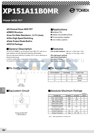 XP151A11B0MR datasheet - POWER MOS FET