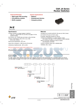 JA01J12AQE datasheet - Rocker Switches