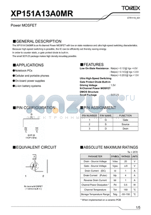 XP151A13A0MR datasheet - Power MOSFET