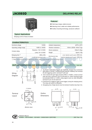 JA3503D datasheet - DELAYING RELAY