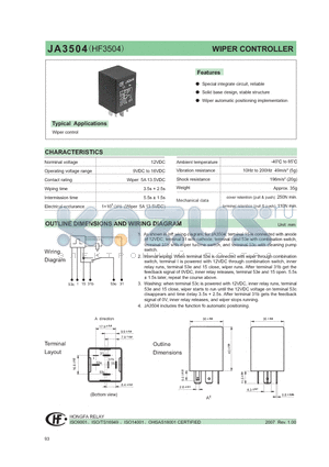 JA3504 datasheet - WIPER CONTROLLER