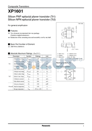 XP1601 datasheet - Silicon PNP(PNP) epitaxial planer transistor