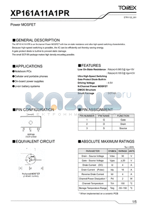 XP161A11A1PR_1 datasheet - Power MOSFET