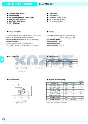 XP162A11C0PR datasheet - Power MOS FET