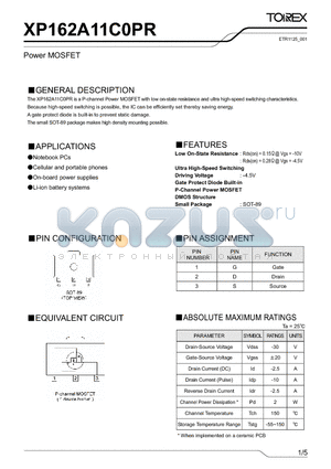 XP162A11C0PR datasheet - Power MOSFET