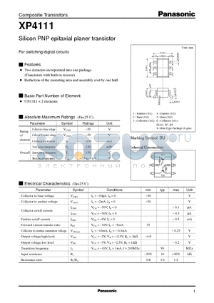 XP4111 datasheet - Silicon PNP epitaxial planer transistor
