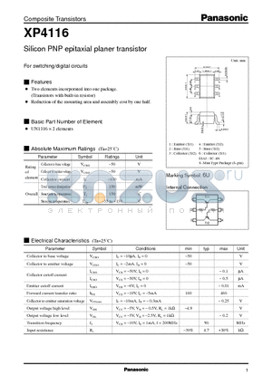 XP4116 datasheet - Silicon PNP epitaxial planer transistor