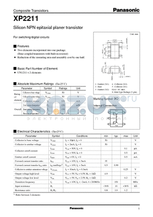 XP2211 datasheet - Silicon NPN epitaxial planer transistor