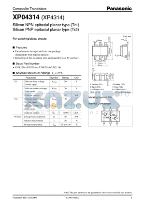 XP4314 datasheet - Silicon NPN(PNP) epitaxial planer transistor