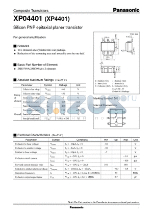 XP4401 datasheet - Silicon PNP epitaxial planer transistor