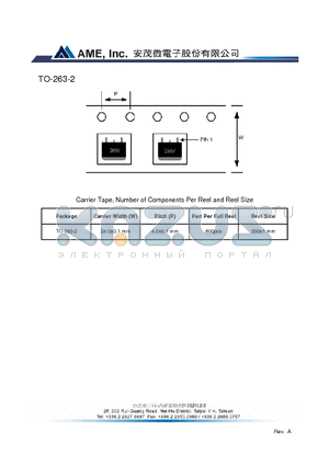 TO-263-2 datasheet - Carrier Width (W) 24.0-0.1 mm  Pitch (P) 4.0-0.1 mm