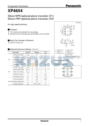 XP4654 datasheet - Silicon NPN(PNP) epitaxial planer transistor