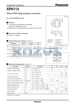 XP6112 datasheet - Silicon PNP epitaxial planer transistor